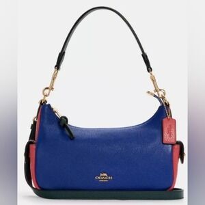 COACH #C6816 HAND BAG‎ PENNIE PINK BLUE COLORBLOCK MINI PURSE EUC